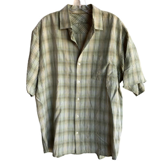 Tommy Bahama Mens Short Sleeve Button Down Shirt Green Tencel size L - Picture 1 of 6